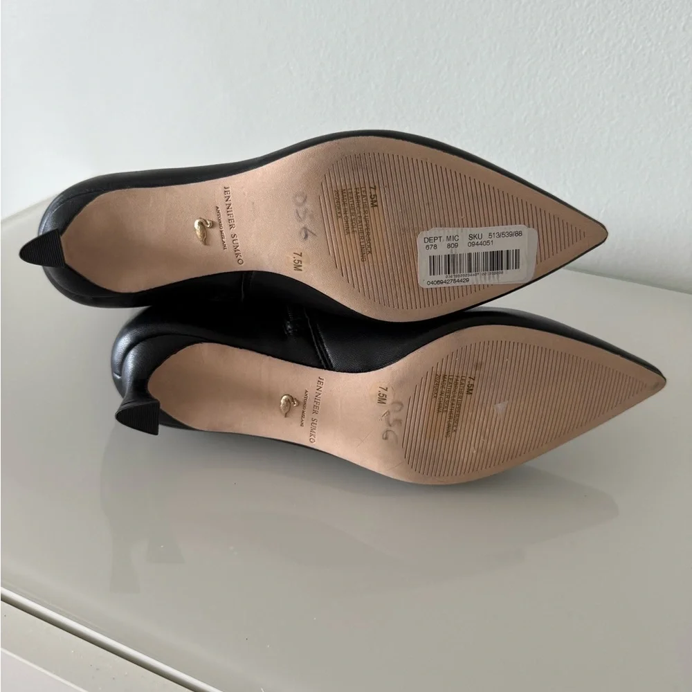 New ANTONIO MELANI Leather Sleek Black Heeled Boots - Picture 6 of 13